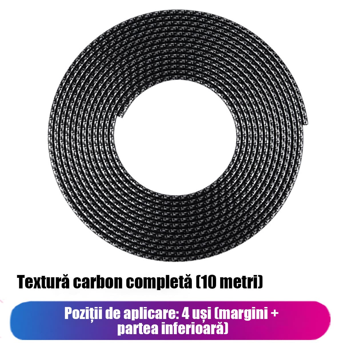 Bandă de protecție anticoliziune pentru ușa auto, protecție laterala anti-zgârieturi, bandă adezivă lucioasă pentru protecție.
