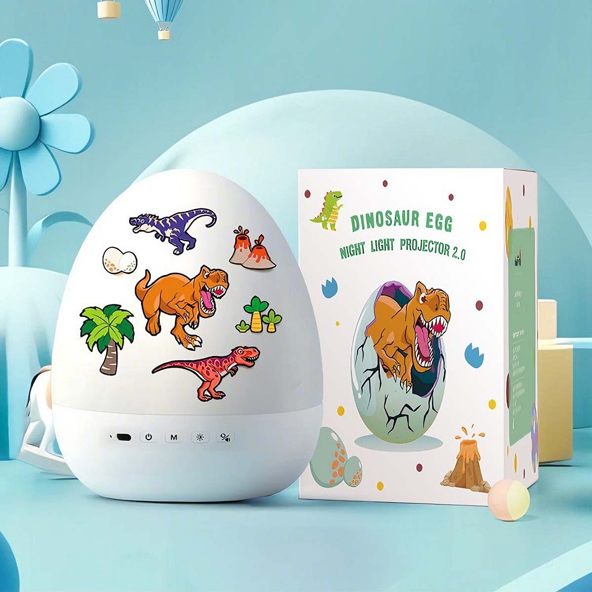 Proyector de cielo estrellado con forma de huevo de dinosaurio, lámpara de noche para dormitorio, crea un ambiente mágico con estrellas por toda la habitación, ideal para habitaciones infantiles.
