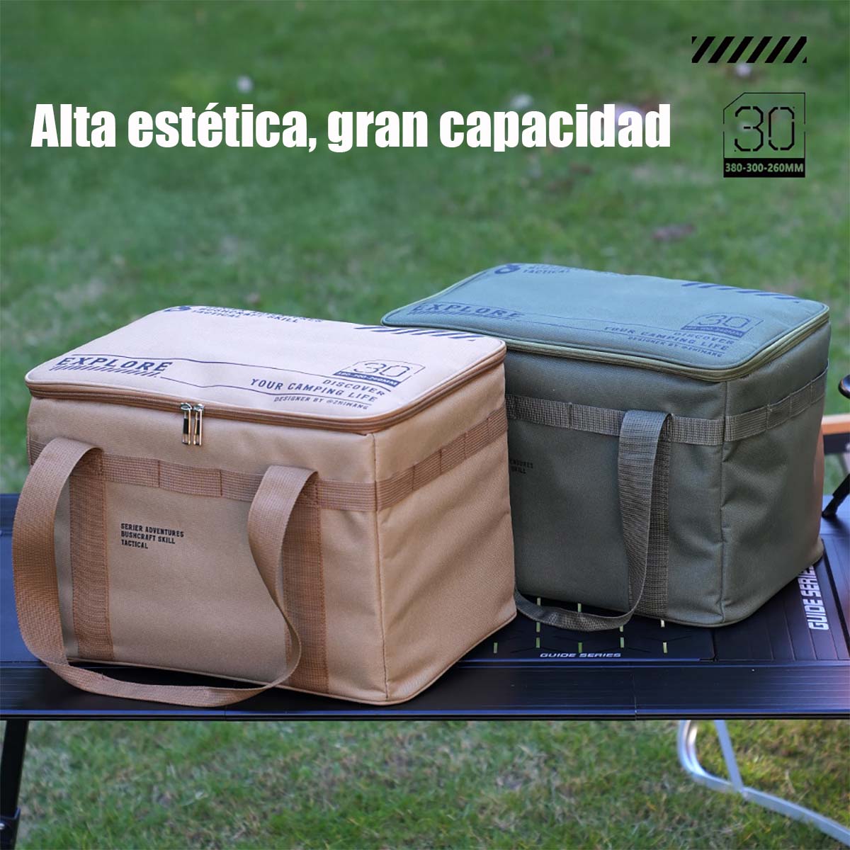 Caja plegable de almacenamiento para exteriores, contenedor de gran capacidad para picnic y camping, bolsa táctica para almacenar equipo, vajilla y utensilios de cocina.