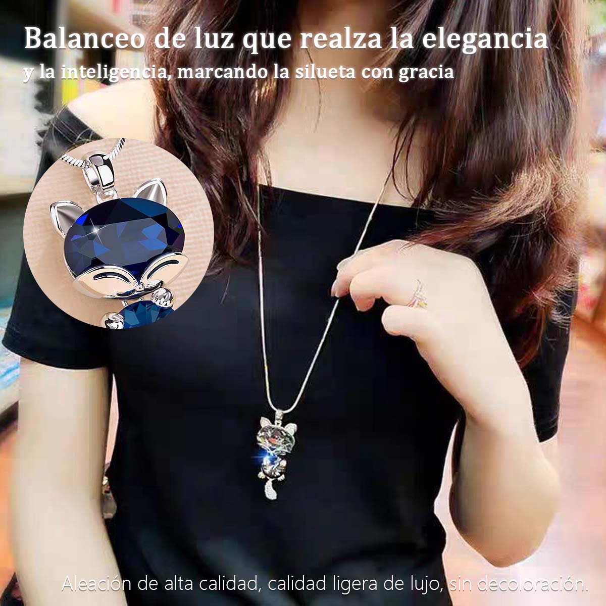 Gargantilla Elegante con Gatito de Cristal: Un collar largo versátil con estilo coreano, el accesorio perfecto para tus looks.