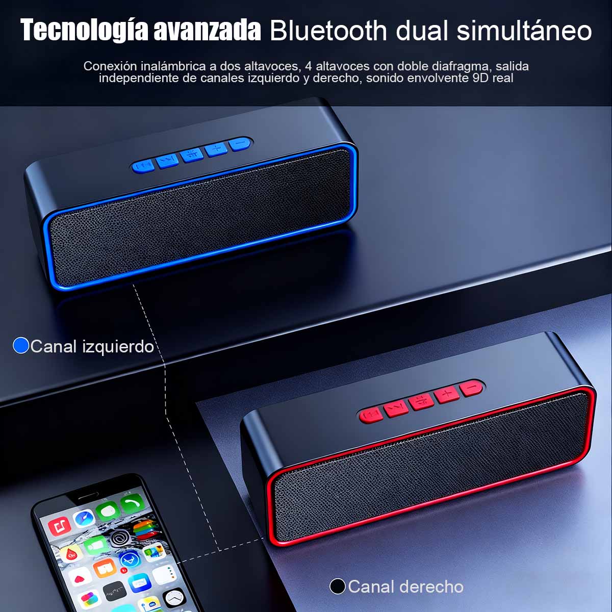 Altavoz inalámbrico Bluetooth de alto volumen para exteriores, sonido envolvente, adecuado para el hogar, computadora y automóvil; subwoofer portátil para uso en el coche.