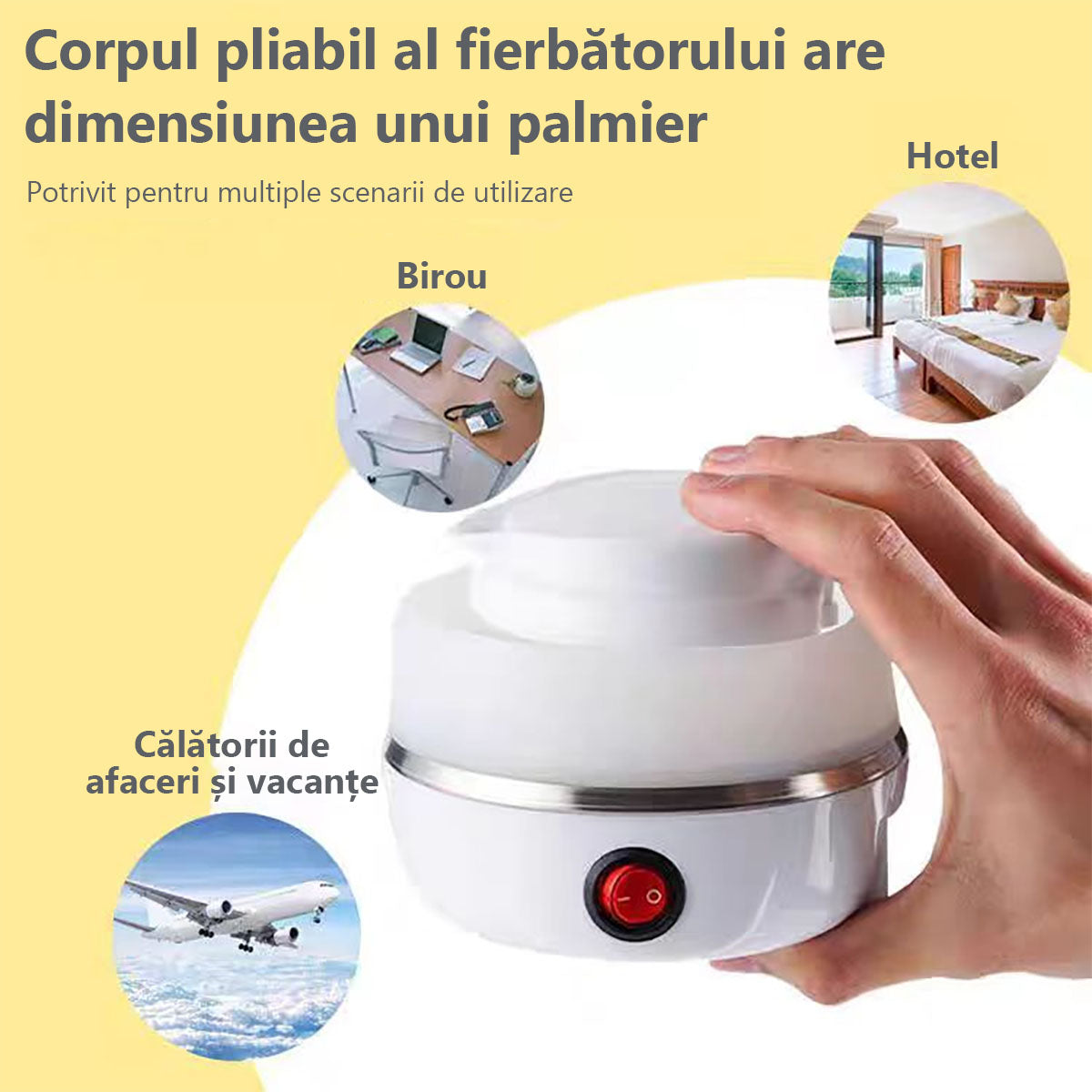 Călătorie portabilă pliabilă pentru apă fierbinte | Ceainic mic, pentru călătorii, acasă, mini-cană termoizolantă, fierbător de apă pentru dormitor.