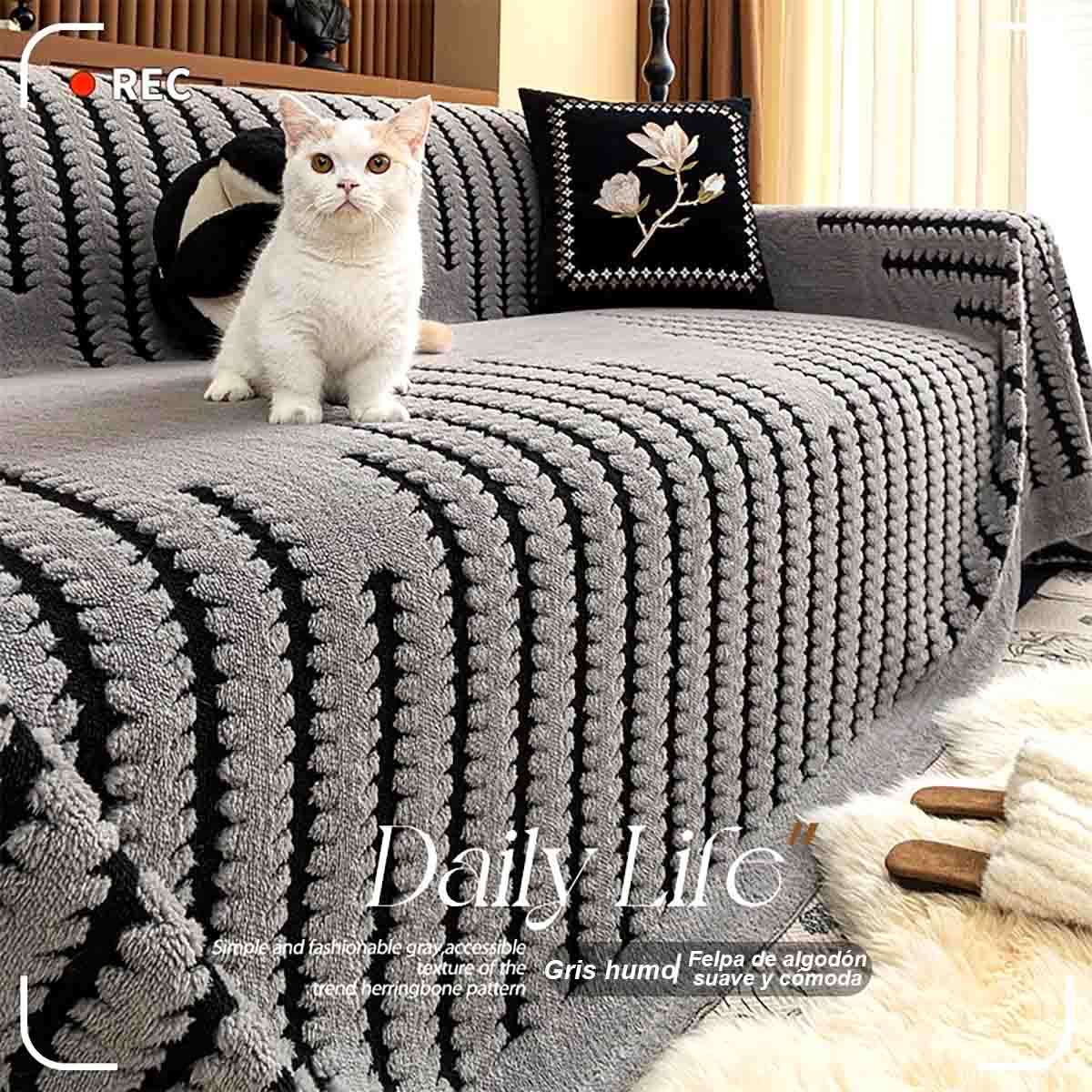 Cubre sofá de peluche grueso de otoño e invierno – tapa completa de alta gama para sala, modelo nuevo, funda tipo capa entera.