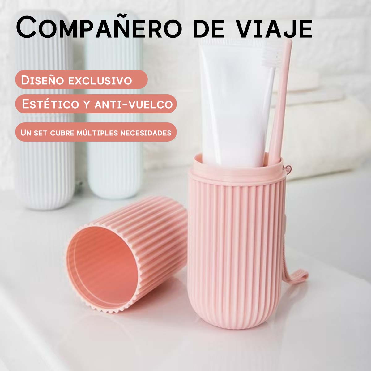 Estuche de cepillo de dientes de plástico, vaso portátil para cepillarse, kit de enjuague bucal, taza grande para pasta de dientes, caja de almacenamiento para utensilios dentales