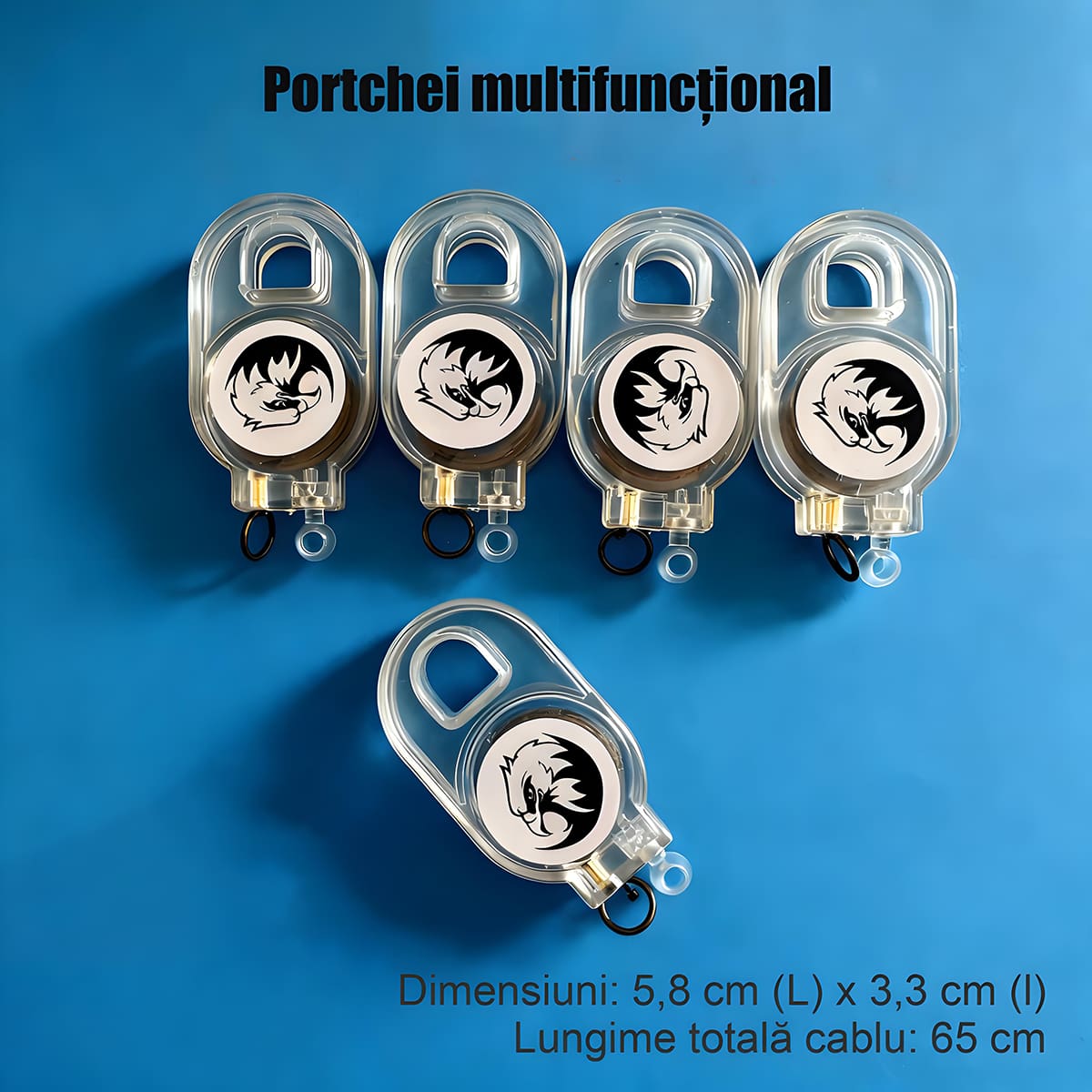 Cheie retractabilă multifuncțională pentru exterior, cu revenire controlată și fixare rapidă, previne pierderea și se atașează instant la rucsac sau încheietură.