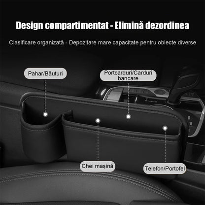 Cutie de depozitare auto pentru spațiul dintre scaune – organizator practic în mașină