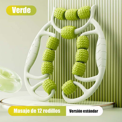 Rodillo masajeador para piernas, artefacto de adelgazamiento, rueda anular de compresión, relajador de músculos de pantorrilla y muslo, barra tipo "dientes de lobo" para masaje en piernas.