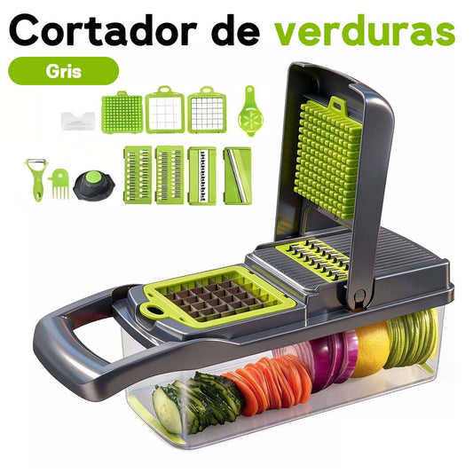 Picador de verduras multifuncional para hogar, cortador de cubos, rallador de papas en tiras finas, rallador de queso y verduras, utensilio de cocina que ahorra fuerza al cortar.