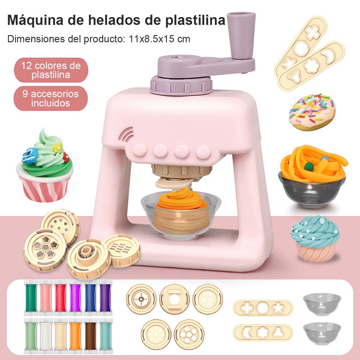 Máquina de hacer espaguetis con plastilina colorida para niños, juguete de arcilla ultraligera para manualidades, juego de rol para guardería, set de moldes para plastilina.