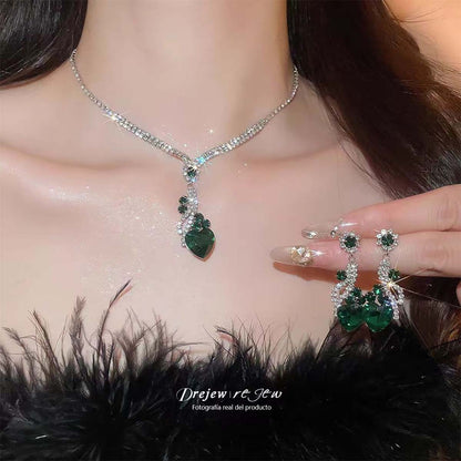 Conjunto de joyas más vendido: collar y pendientes de cristal con diseño geométrico de gota, juego de 2 piezas.