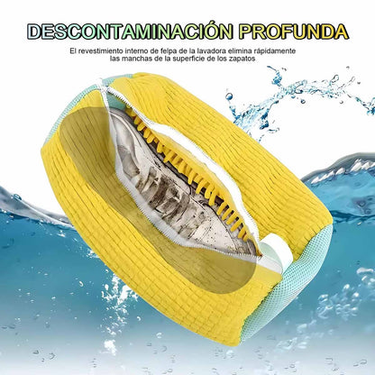 Bolsa viral para lavar zapatos sin esfuerzo, forro de terciopelo, reutilizable, protector de calzado en la lavadora.