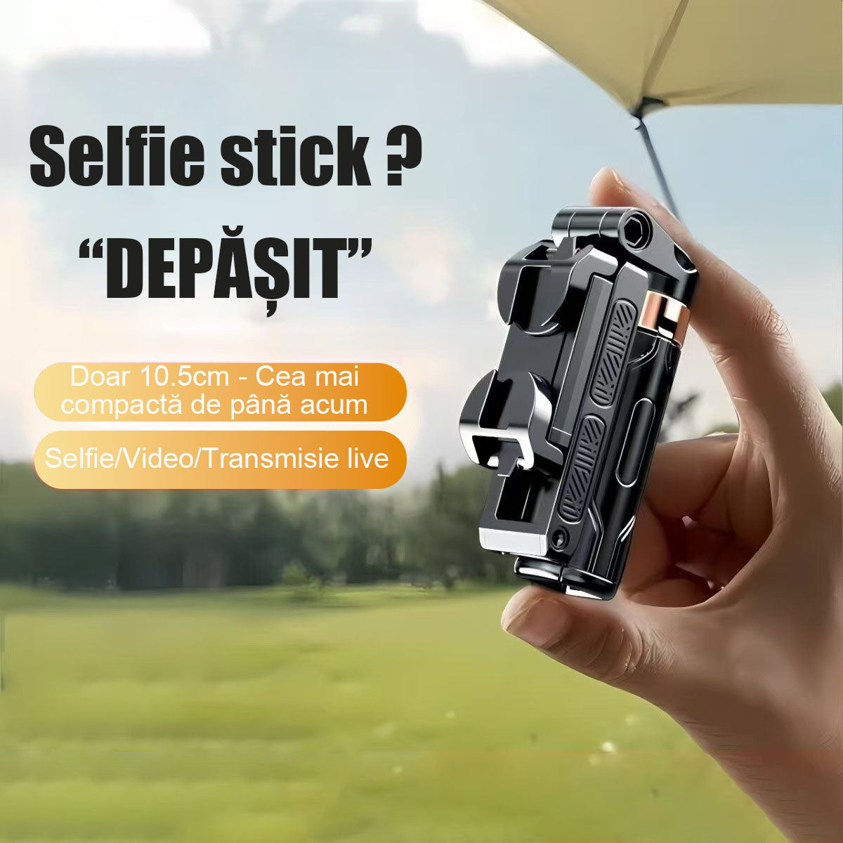 Noua versiune super mini a batonului de selfie | Ușor de transportat, universal, cu trepied cu 4 picioare, un dispozitiv magic pentru fotografii cu telefon, rotire la 360 de grade.