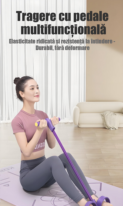 Aparat de fitness cu pedale și elastice, 6 sau 4 benzi – ideal pentru slăbit, tonifiere picioare, abdomen, yoga și abdomene