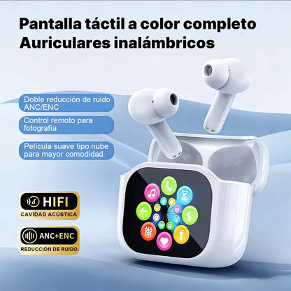 Auriculares Bluetooth JM19 con pantalla LCD, cancelación activa de ruido (ANC), reducción de ruido ENC, bajo consumo energético, ideales para deportes, inalámbricos.