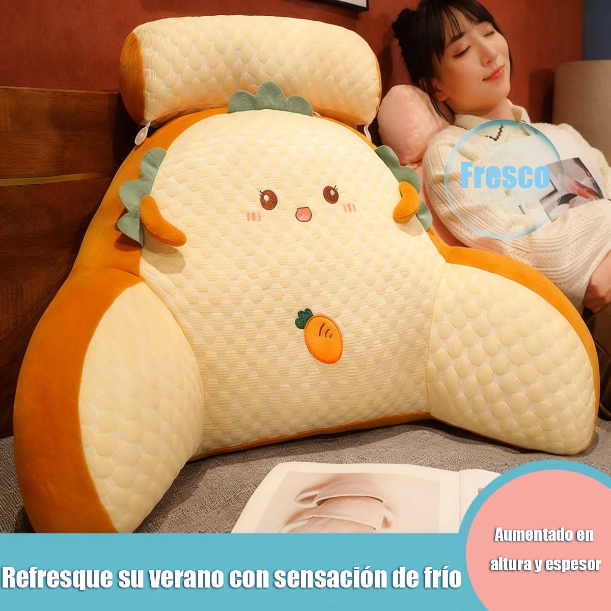 Cojín de cabecera Bing Doudou, cojín de respaldo suave para cama, gran cojín de apoyo para dormir, almohada de abrazo, protección lumbar para sofá, respaldo para cabecera de cama.