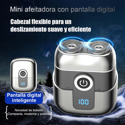 "Nuevo modelo de afeitadora eléctrica para hombres, cabezal magnético, mini portátil, afeitadora de doble cabezal."