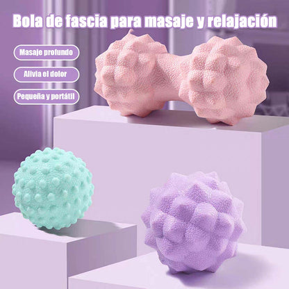 Bola de fasas para fitness y masaje, bola de masaje para cuello, hombros, cintura, piernas y alivio muscular, masaje de planta del pie, bola de cacahuate para yoga y cuidado de la salud.