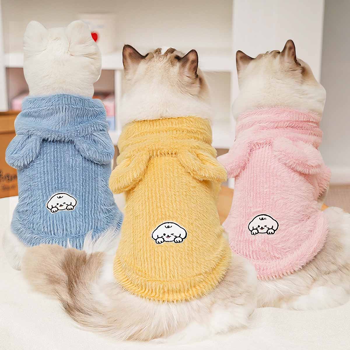 Chaleco para mascotas de otoño e invierno con capucha, estilo imitación visón, para gatos y perros (como caniches/Teddy).