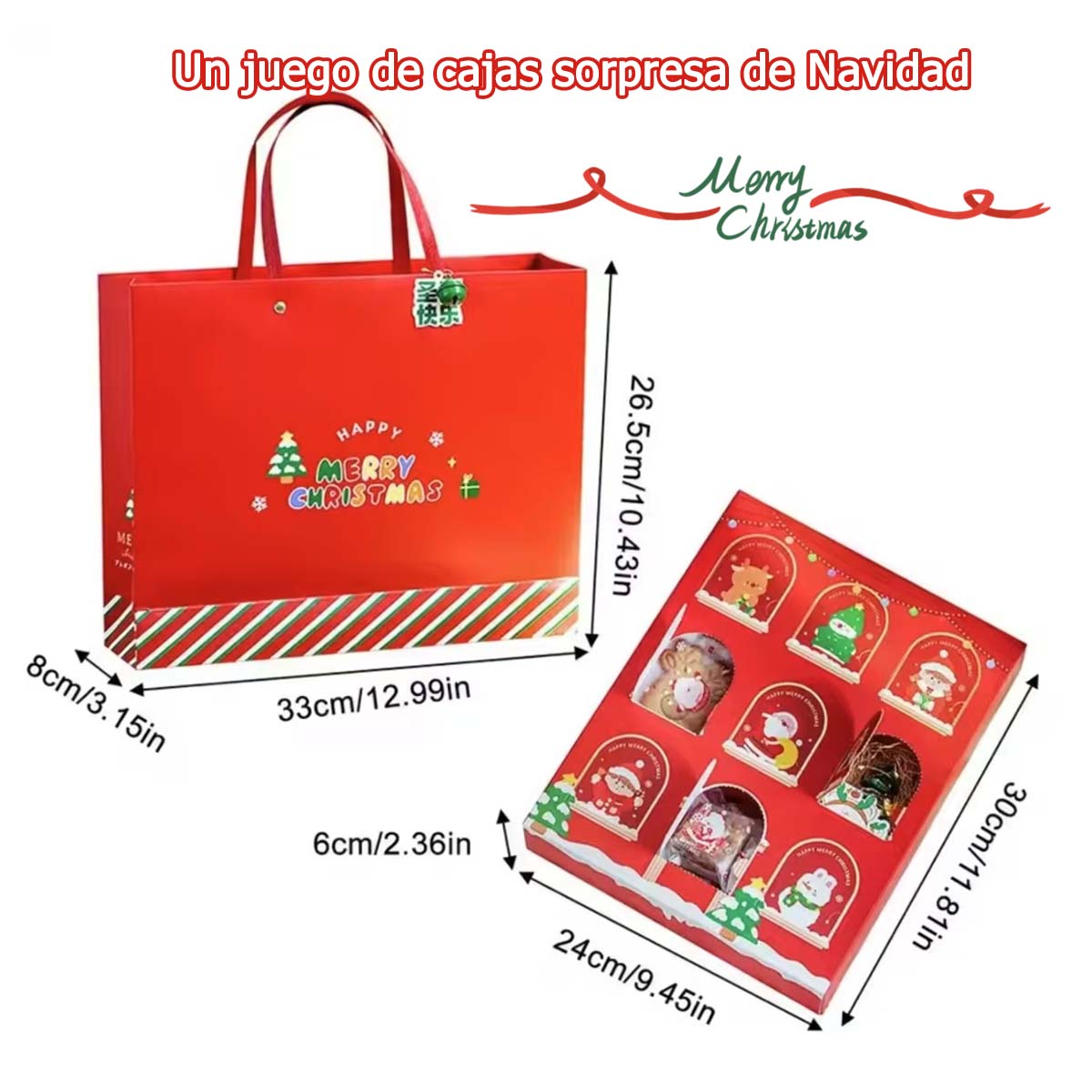 "Caja de regalo sorpresa de Navidad, caja vacía con galletas de golpe, embalaje de galletas, regalo de mano, caja de dulces y galletas de Nochebuena."