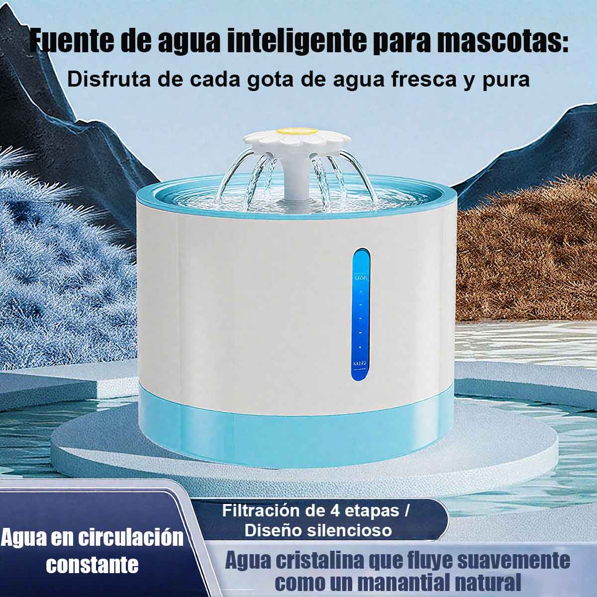 Bebedero automático inteligente para mascotas con agua circulante continua, gran capacidad, silencioso, especial para gatos y perros.