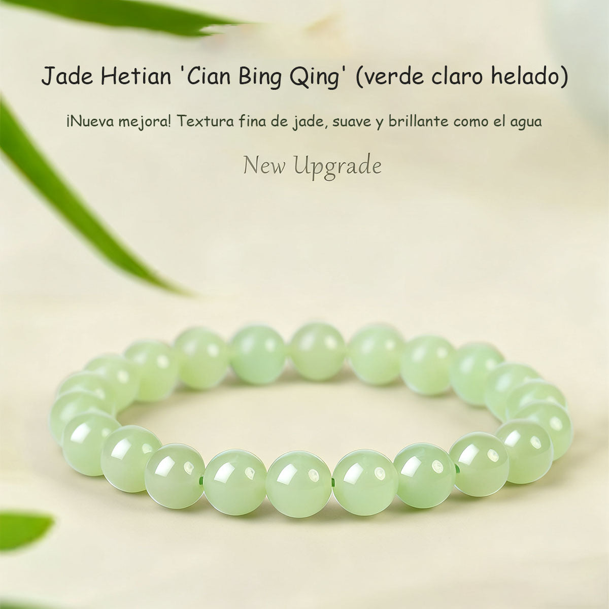 Pulsera de jade Hetian para mujer y hombre, cuentas redondas de hielo translúcido. Amuleto de la suerte, estilo ligero y lujoso, delicado y exclusivo