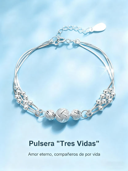 Pulsera de mujer "Tres Vidas Tres Generaciones" con cuentas de piedra de la suerte, diseño ligero de lujo y delicado, nuevo estilo.