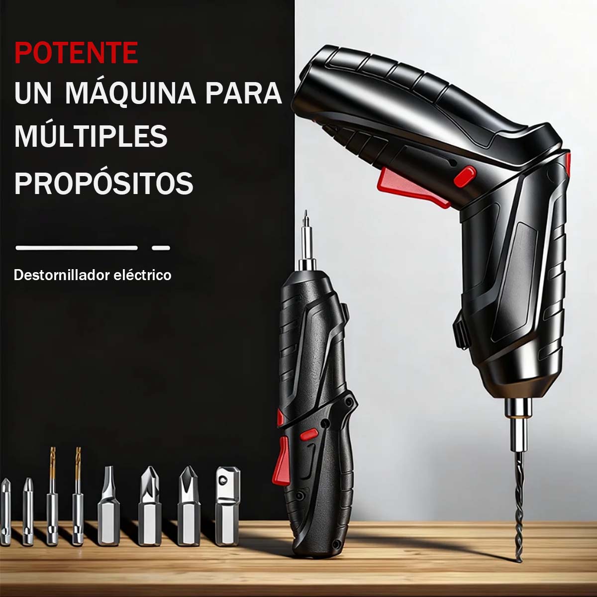 Juego de destornilladores eléctricos multifuncional, taladro eléctrico recargable y portátil.