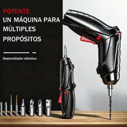 Juego de destornilladores eléctricos multifuncional, taladro eléctrico recargable y portátil.