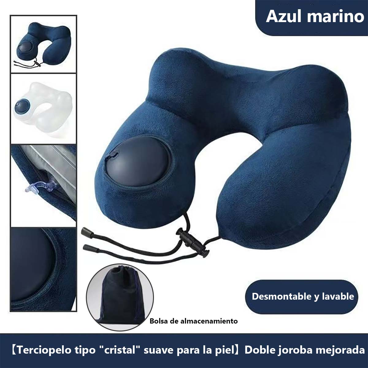Almohada inflable U de presión en el centro, de gran demanda, almohada de viaje inflable portátil, ideal para exteriores, negocios, uso doméstico o como reposacabezas en el automóvil.