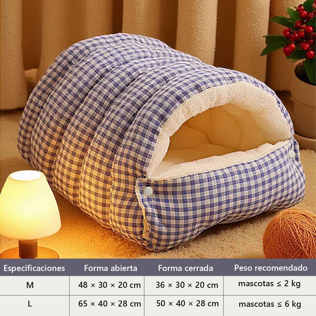 Cama cerrada y desmontable para gatos, tamaño grande y acolchada, cálida para invierno, con sensación de seguridad, apta para todas las estaciones; también se puede usar como cama para perros.