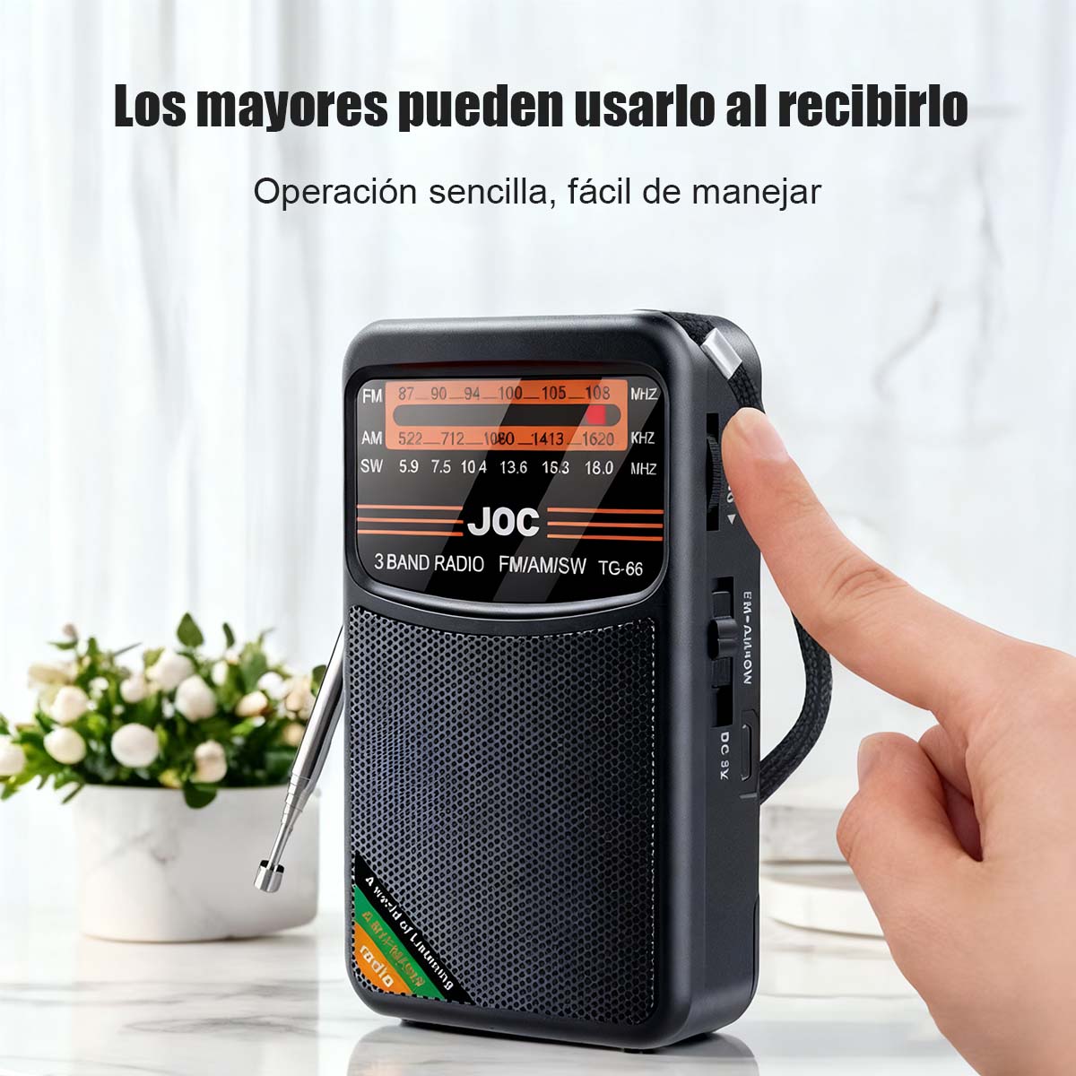 Radio de onda completa y frecuencia total, multifunción con búsqueda automática de emisoras.