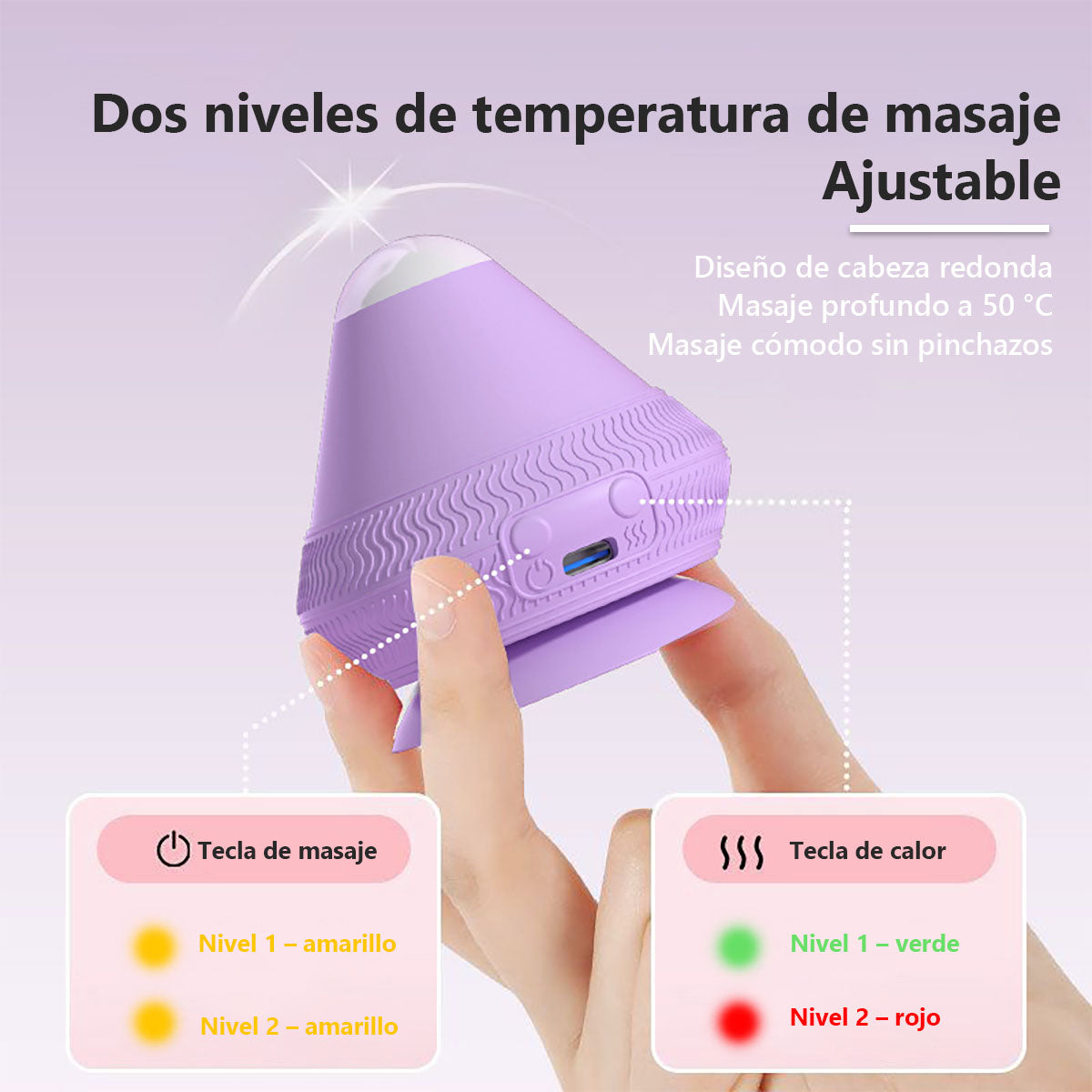 Bola de masaje eléctrica con succión para relajar puntos gatillo: masajeador vibratorio con calor para plantas del pie, cuello, hombros y zona lumbar