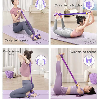 Posilňovací pás s pedálmi - Zázrak na brucho a nohy, 6/4 pásov, pre domácu telocvičňu