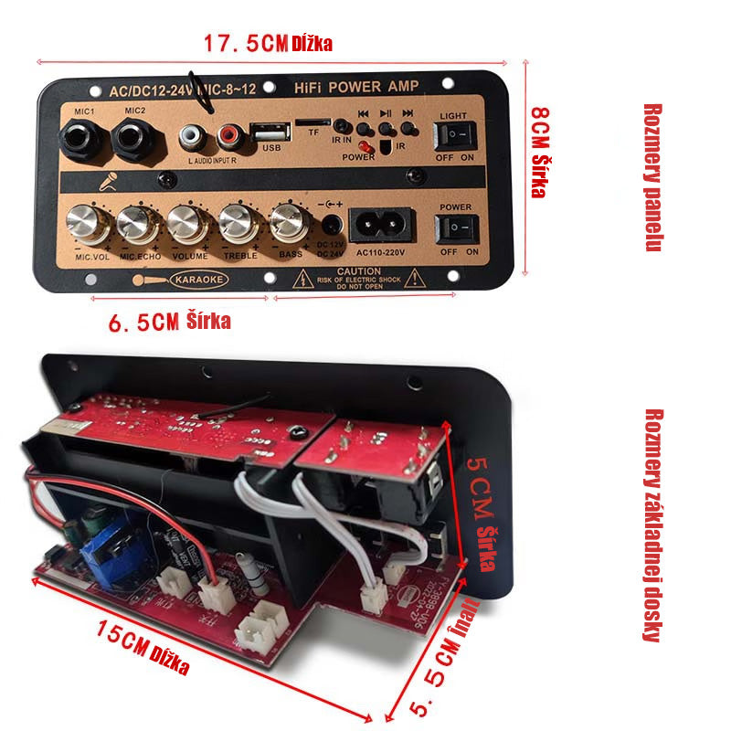 12V Bluetooth zosilňovač s kartou 24V vysoko výkonný zosilňovač, základná doska zosilňovača do auta