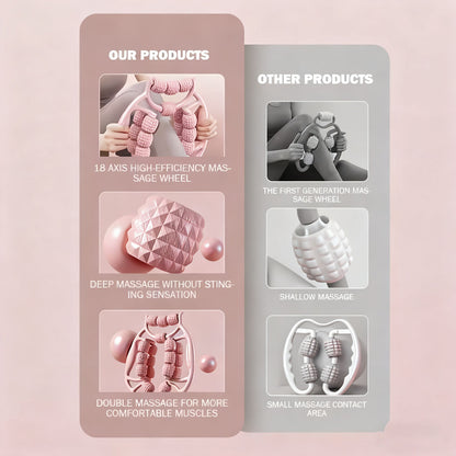 Rodillo masajeador para piernas, artefacto de adelgazamiento, rueda anular de compresión, relajador de músculos de pantorrilla y muslo, barra tipo "dientes de lobo" para masaje en piernas.