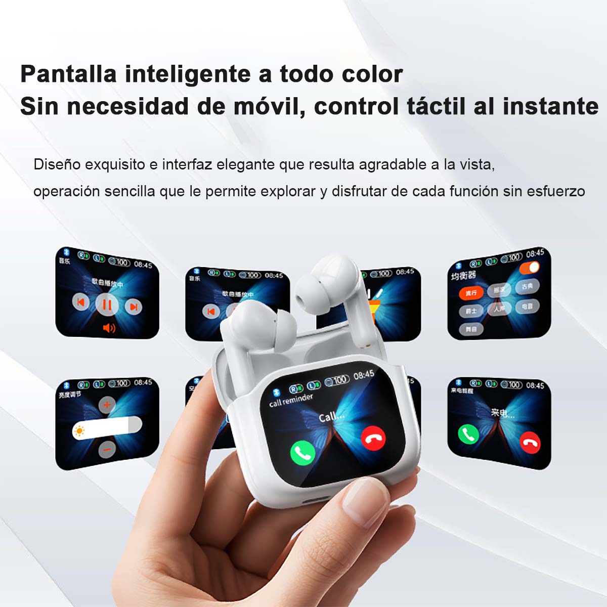 Auriculares Bluetooth JM19 con pantalla LCD, cancelación activa de ruido (ANC), reducción de ruido ENC, bajo consumo energético, ideales para deportes, inalámbricos.