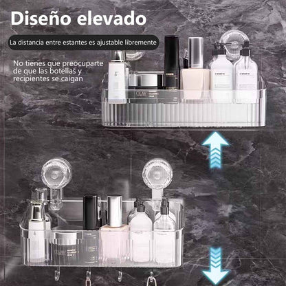 Estantería de baño con ventosas, colgante sin perforación, organizador de almacenamiento para lavabo, mueble colgante para espejo de baño.、