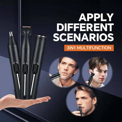 Nuevo kit de accesorios multifunción para hombre: Recortador eléctrico 3 en 1 (vello nasal, afeitado, patillas y cejas).