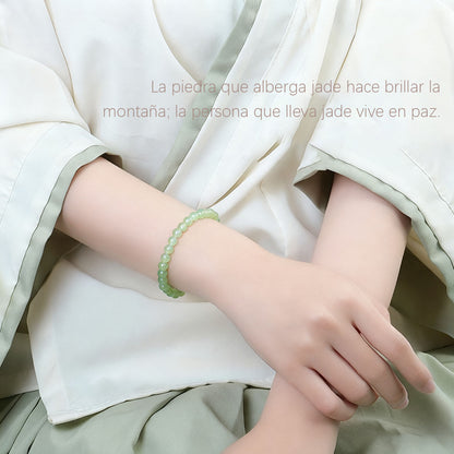 Pulsera de jade Hetian para mujer y hombre, cuentas redondas de hielo translúcido. Amuleto de la suerte, estilo ligero y lujoso, delicado y exclusivo