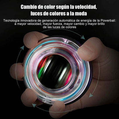 Bola de ejercicio para muñeca, 100 kg, 200 rpm, apta para fitness y alivio de estrés. Autoinicio, luces LED, operación silenciosa. Entrena fuerza de muñeca, antebrazo y agarre en cualquier lugar.