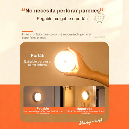 Luz de pared LED con sensor de movimiento, recargable por USB, mini lámpara de noche con interruptor para armario o vestidor, best-seller internacional, luz ambiental con sensor.