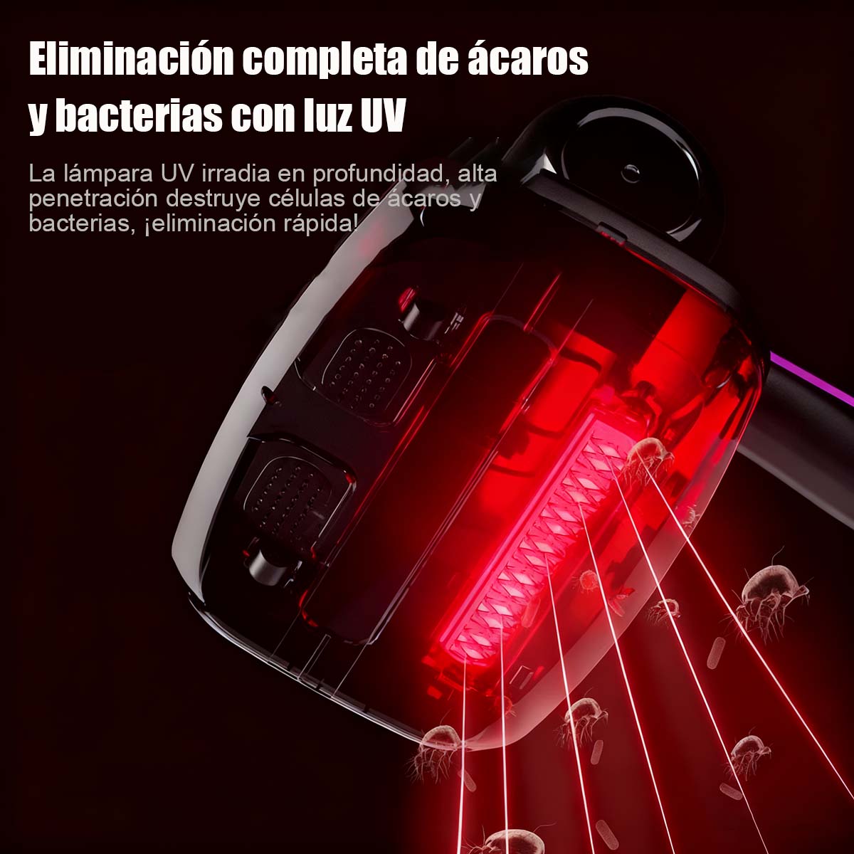 **Nuevo aspirador inalámbrico doméstico para cama, de gran potencia, con fuerte succión y luz UV, un verdadero eliminador de ácaros.**