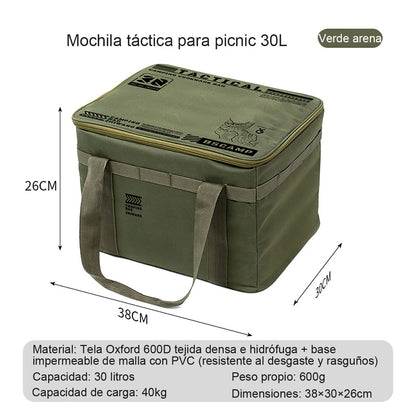 Caja plegable de almacenamiento para exteriores, contenedor de gran capacidad para picnic y camping, bolsa táctica para almacenar equipo, vajilla y utensilios de cocina.