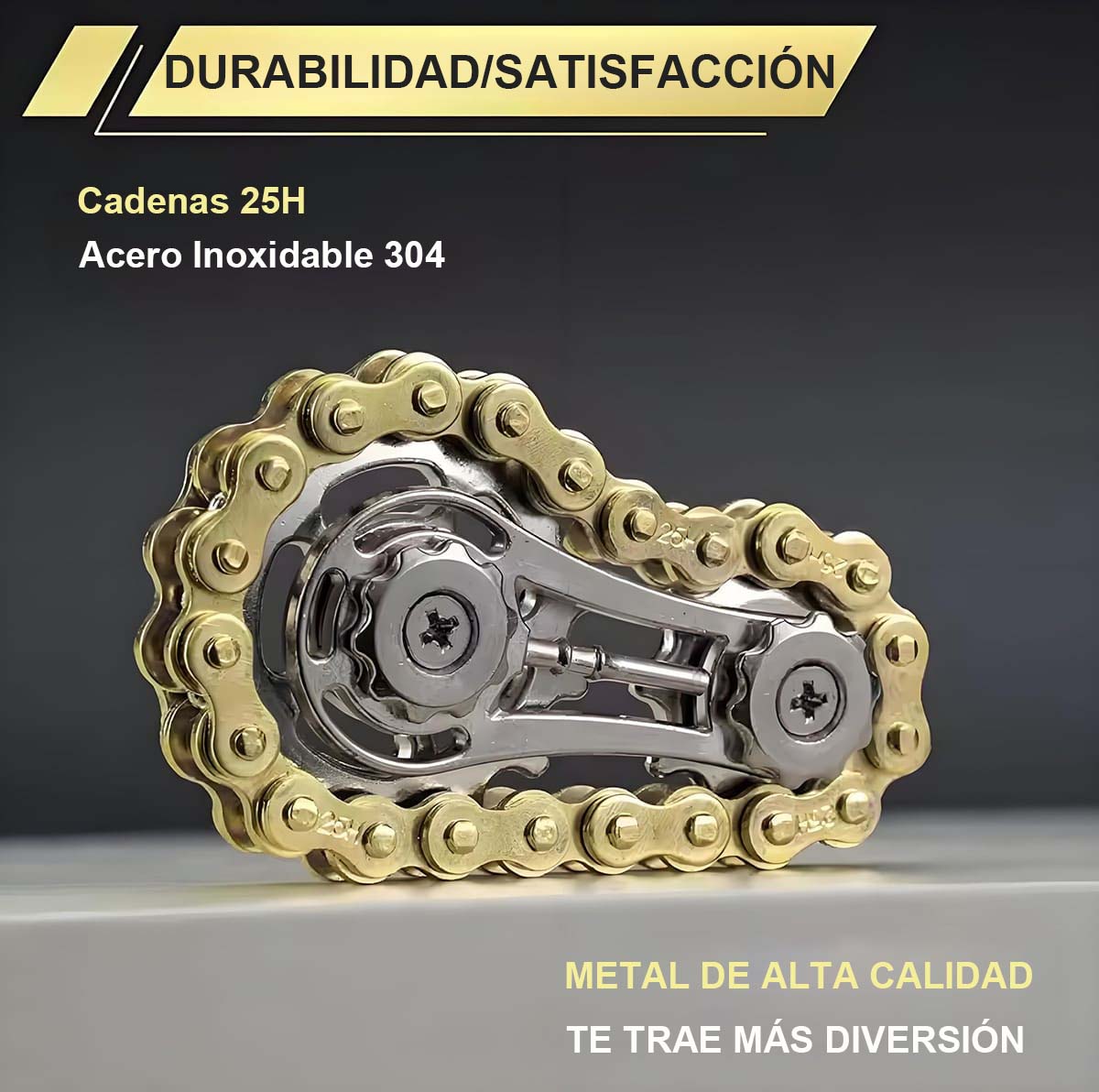 Juguete antiestrés de giroscopio con cadena de engranaje para los dedos.