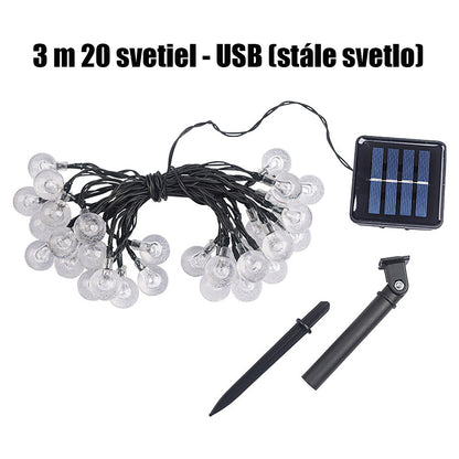 „LED svetelný reťazec s bublinkovými guľami, farebné svetlá, vonkajšie záhradné vodotesné dekoratívne svetlá na kempovanie a tienidlo.“