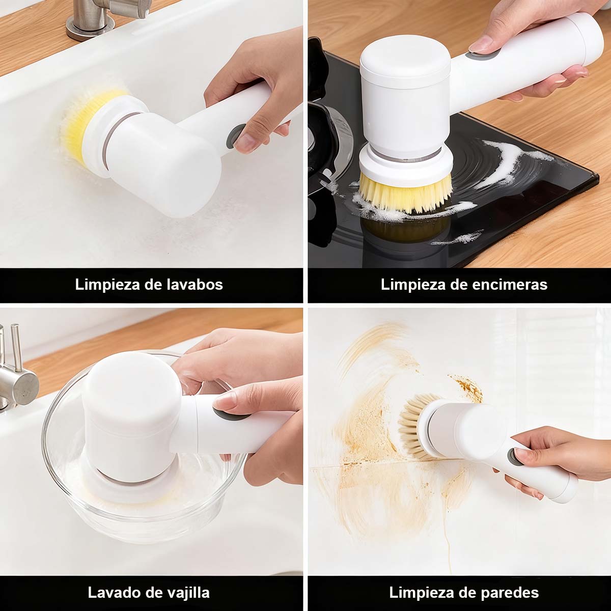 **Cepillo eléctrico de limpieza multifuncional, de mano, para cocina: lavar platos, fregadero, baño, azulejos y ollas.**