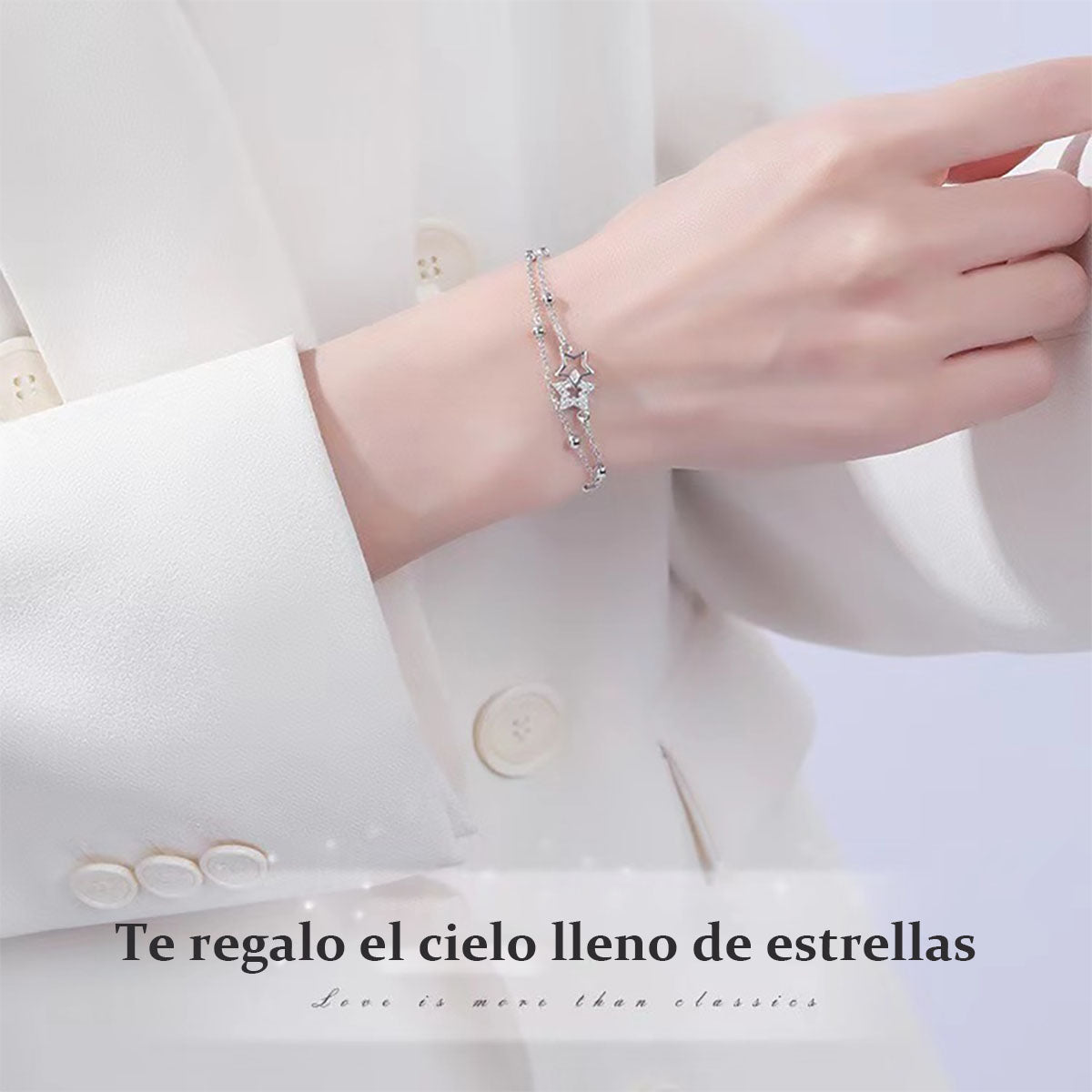 Pulsera doble de historia estelar para mujer, estilo coreano, lujo ligero y delicado, diseño exclusivo de estilo "ins", nueva colección con piedras incrustadas.