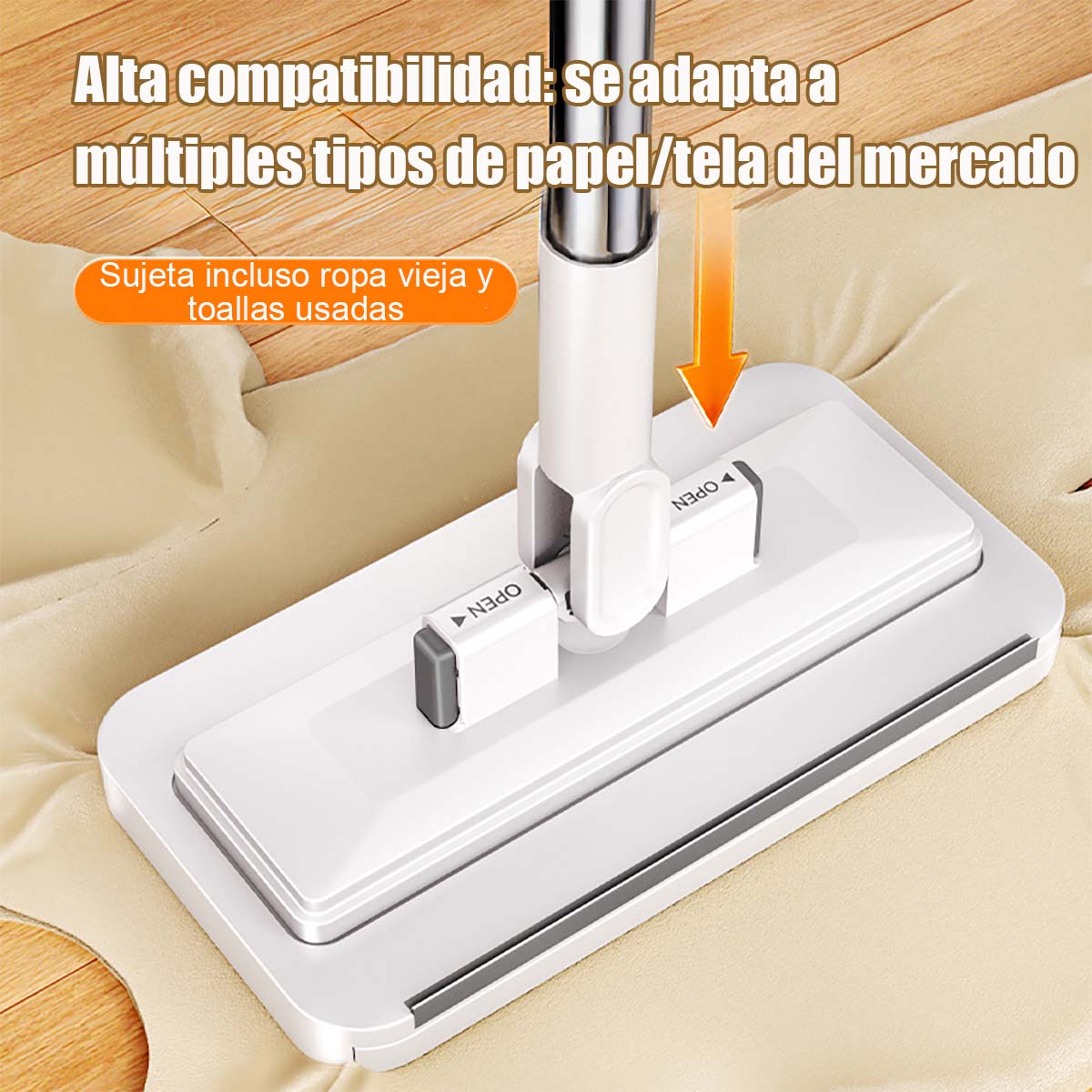 Nuevo trapeador multifuncional para el hogar - Trapeador plano con paño removible, sin necesidad de lavar a mano, ideal para personas perezosas, con toalla limpiadora para la cara incluida.