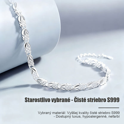 Strieborný náramok s originálnym dizajnom, štvorlístkom a srdiečkom – moderný a štýlový doplnok