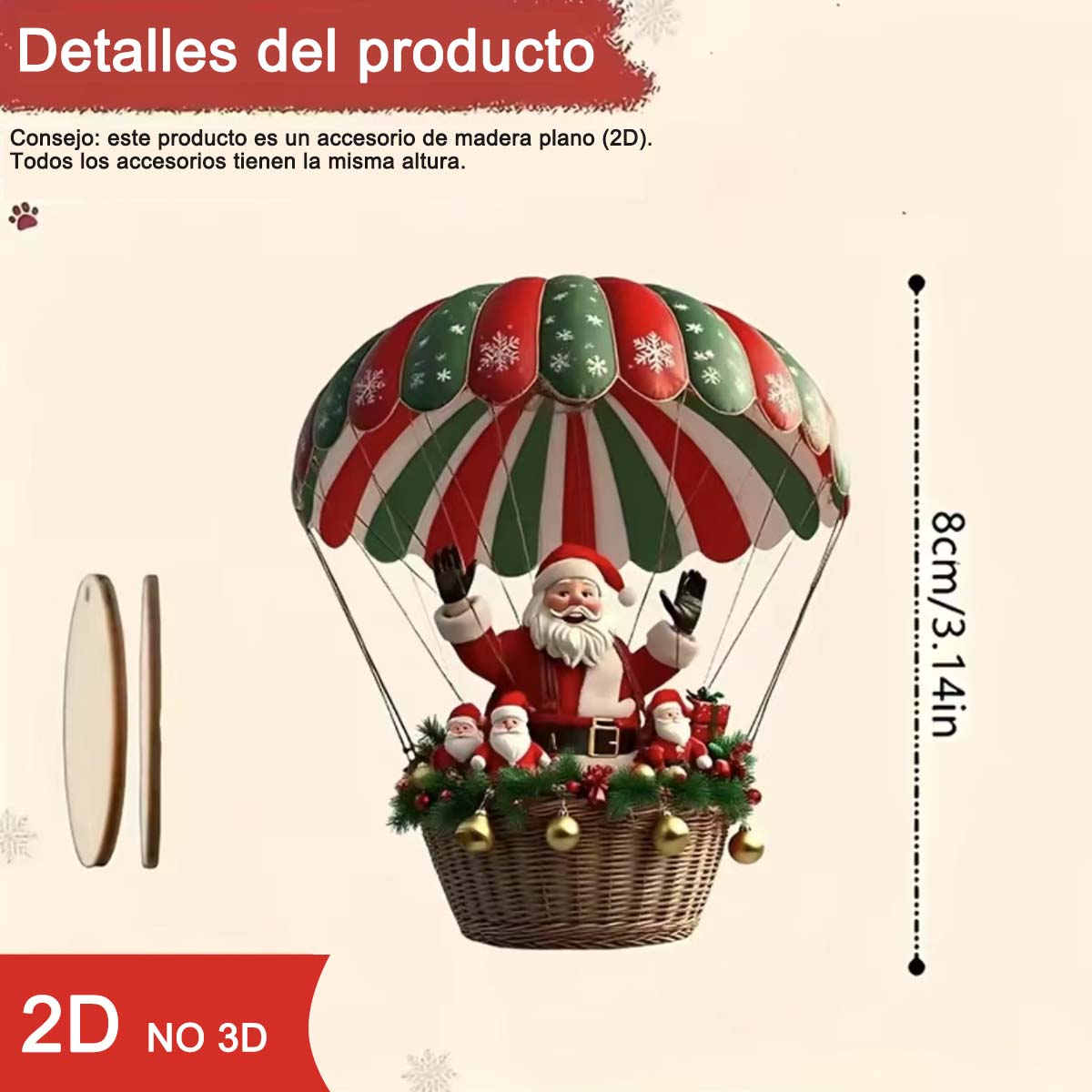 Colgante para espejo retrovisor de coche: Globo aerostático de Santa Claus, adornos navideños para árbol de acrílico.